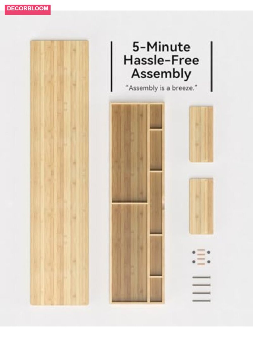 Dual Monitor Stand Riser with Drawer, Natural Bamboo, 99lbs Capacity - Picture 5 of 6